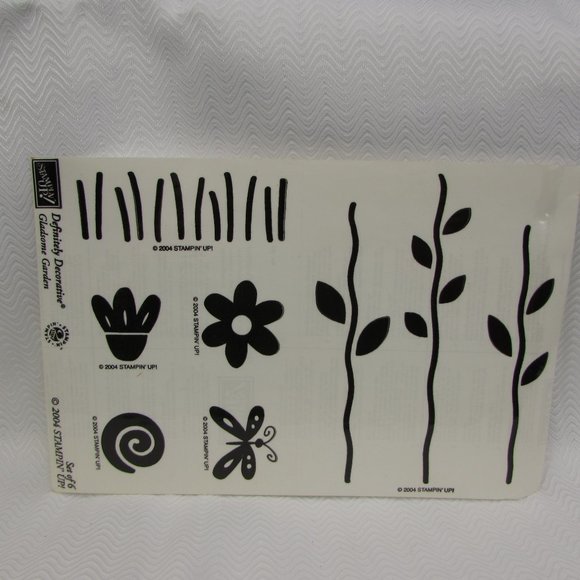 Stampin Up Definitely Decorative Gladsome Garden 6 Rubber Stamps Flowers Butterf
